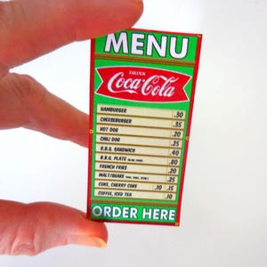 Green & Red Coke Menu Board ~ Vintage Style ~ Dollhouse Miniature