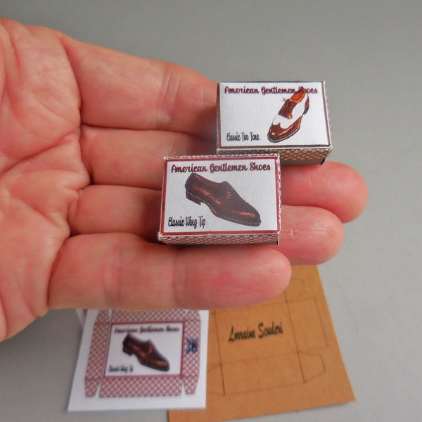 Men's Shoe Box Kits ~ Spectator & Wing Tip ~ Dollhouse Miniatue
