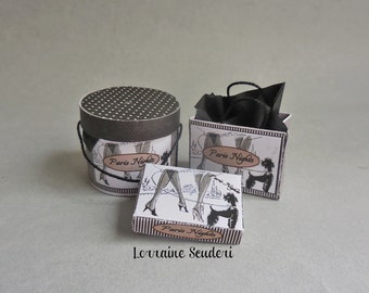 Paris Nights Hat Box Set ~ Dollhouse Miniature ~ Artisan Made