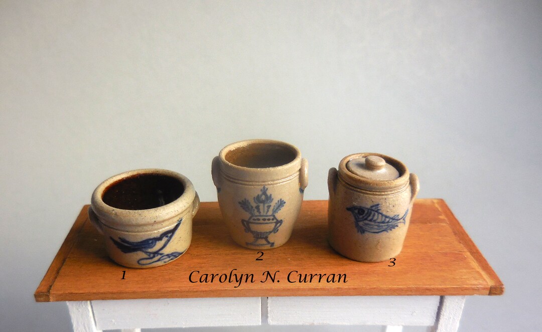 Salt Glazed Crocks Caroline N. Curran Dollhouse Miniatures Etsy
