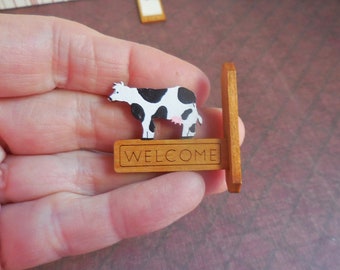 Country Cow Memo Board, Welcome Sign, Clock ~ Smidgens ~ Dollhouse Miniatures