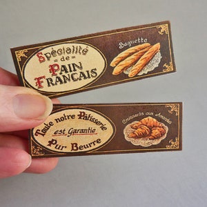Letreros de panadería de pastelería francesa ~ Miniatura de casa de muñecas