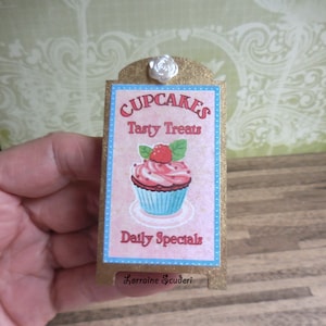 Cupcake Shop Standing Menu & Sign Board ~ Dollhouse Miniature
