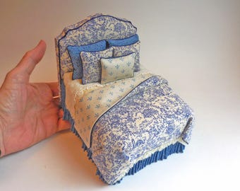 Toile Bett ~ auf Bestellung ~ Puppenhaus Miniatur
