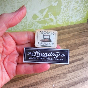 Mom's Laundry Signs ~ Dollhouse Miniatures