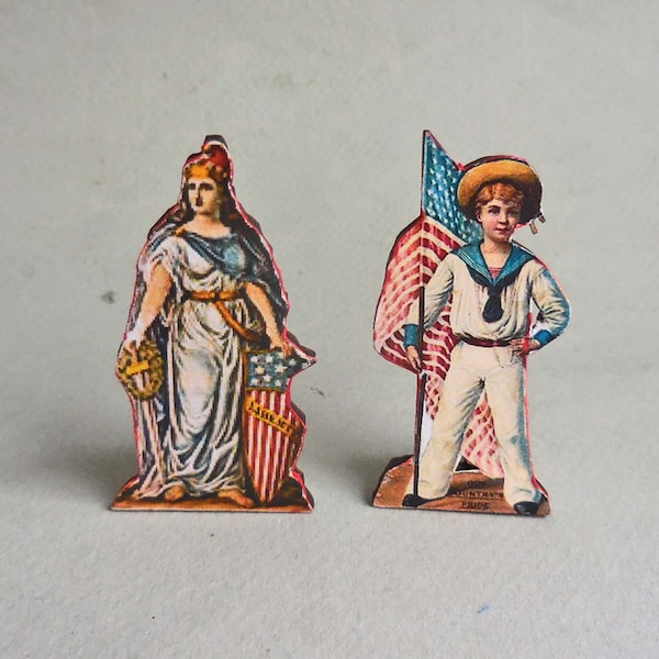 4 de julio ~ Lady Liberty, Sailor ~ Dummy Boards ~ Dollhouse Miniature