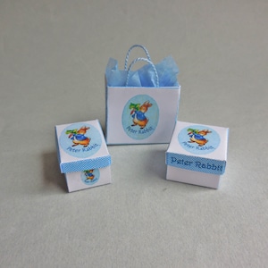 Peter Rabbit Shopping Bag, Boxes , Baby, Nursery, Dollhouse Miniature