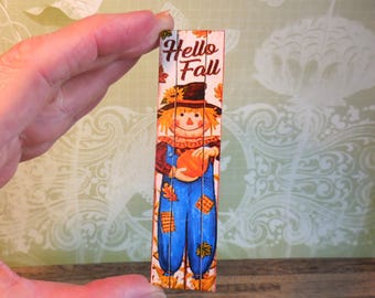 Hello Fall Scarecrow Porch Sign ~ Dollhouse Miniature