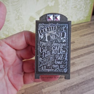 Menu de café e placa de sinalização ~ Miniatura de casa de bonecas