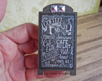 Coffee Shop Standing Menu & Sign Board ~ Dollhouse Miniature