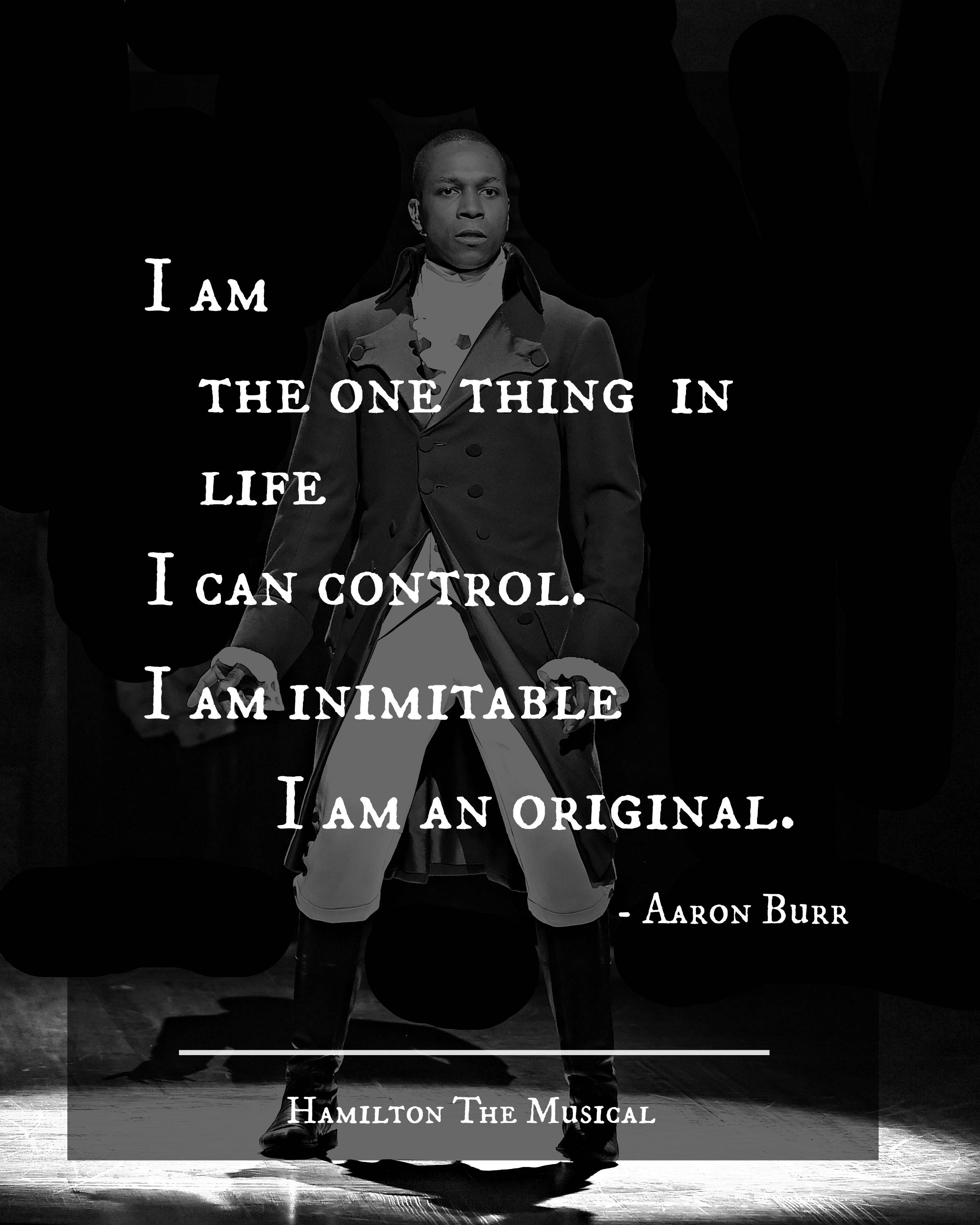 I Am the One Thing in Life I Can Control Aaron Burr Hamilton Wall Quote Print Hamilton Art Art Decor Wall Art Prints Instant Download Etsy Canada