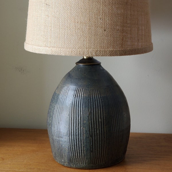 On Hold for Kate | Handcrafted Ceramic Lamp | Textured Oval | Patina