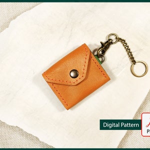 DIY-Leder-Münzenbeutel-Muster - Digitale PDF-Vorlage für handgefertigte Geldbörse, Geldbörse, Snap-Beutel, kleine Ledertasche & Lederhandwerk