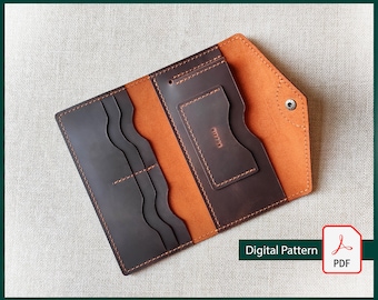 Leather Long Wallet Pattern: DIY PDF Template
