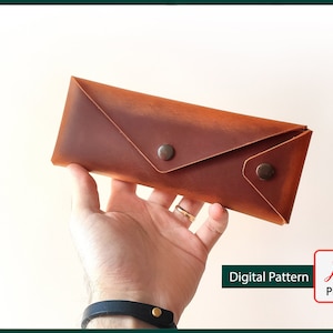 Modello per astuccio in pelle – Nessuna cucitura, chiusura a 3 bottoni automatici, PDF stampabile fai da te – Astuccio in stile origami facile per principianti – Minimalista – Lavorazione della pelle