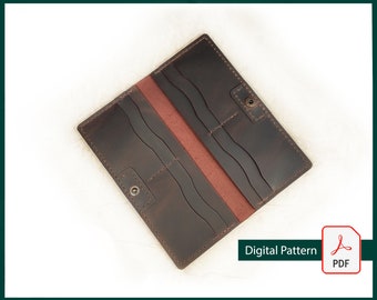 Leather Long Wallet Pattern: DIY Template (PDF)