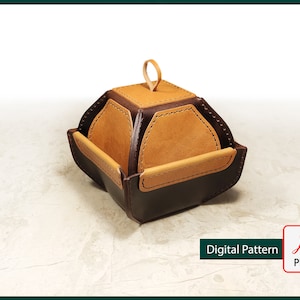 Modèle DIY de plateau et de boîte à bijoux en cuir – Modèle PDF numérique pour organisateur fait main, boîte de rangement, couture pour travaux manuels du cuir
