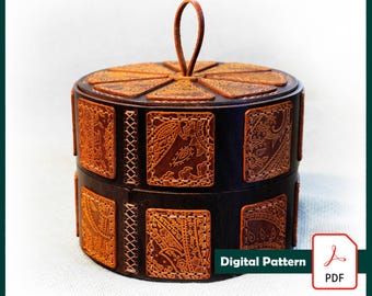 Leather Box Pattern: DIY Storage Container, Step-by-Step Video (PDF Download A4 Size)