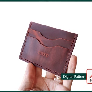 Patrón de cuero - Patrón tarjetero - Patrón billetera cuero - Tarjetero minimalista - Cartera EDC - PDF - Imprimible - Kitfoxleather