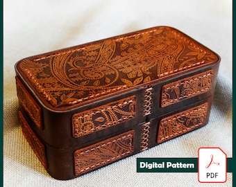 DIY Tooled Leather Jewelry Box Pattern: Rectangular Template (Digital Download PDF)