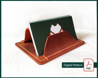 DIY Leather Business Card Holder Pattern: Desk Organizer (Digital PDF)