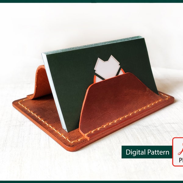 Leather pattern - Card display - Business cards holder - Card stand - Office accessories - DIY - PDF - Leather cardholder - Desktop