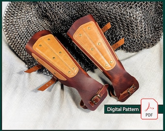Leather Bracers Pattern: Medieval Armor, LARP Cosplay (PDF Pattern)
