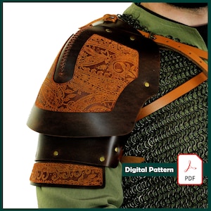 Leather Pauldrons Pattern PDF — DIY Medieval Armor Shoulder Pads Template for Cosplay, LARP, Leather shoulder armor - Leather Spaulders