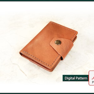 Cartera tarjetero pequeña con monedero - Patrón piel - PDF - Cartera minimalista - Tarjetero piel - DIY