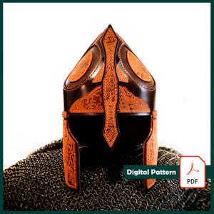 DIY Leather Helmet Pattern - Detailed PDF pattern | Leather Helmet for LARP and Cosplay