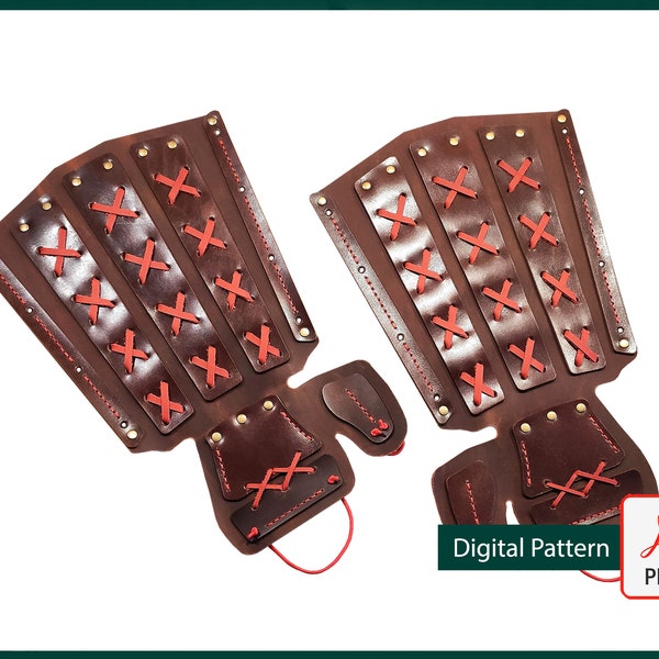 Leather Pattern PDF / Samurai armor / Bracers / Vabraces / Learher Arm Guards / LARP - Cosplay / Samurai Bracers / Kitfoxleather / Kitfox