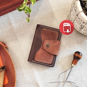 Padrão de porta-cartões PDF para impressão Fácil de fazer Porta-cartões de couro minimalista DIY download instantâneo