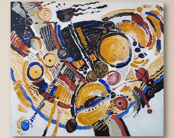 Original Abstract Acrylic Painting, Large Colorful Wall Art (27x31.5 in)