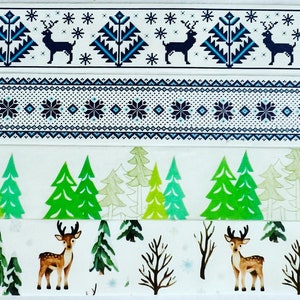 Winter, Nordic, pine trees, snow, reindeer, deer, washi tape, SAMPLES