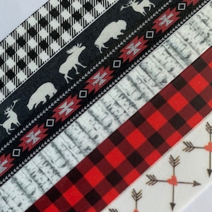 Great outdoors, camping, buffalo plaid, wood grain, Burch, wildlife, Aztec pattern, black and white plaid, washi tape SAMPLES