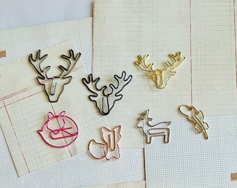 Deer head, Stag, Doe, Fox, Deer,  leaf,  metal, paperclip, bookmark, page marker