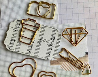 Camera, Coffee Tumbler, Heart, Arrow, Diamond, paperclip, bookmarker,