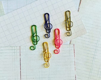Electroplated, music notes, paperclip, page marker, book marker, scrapbook, embellishment, planner clip, pen pal gift