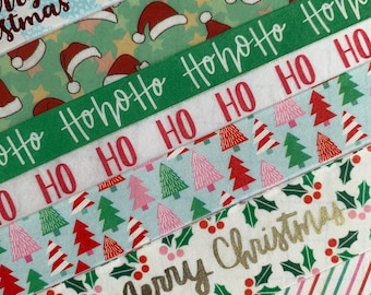 Holiday SLIM NARROW Xmas Poinsettia Holly Washi Tape Planner Supply Crafts