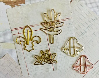 French, fleur de lis, NOLA, New Orleans, lily, lotus, flower, succulent, mushroom, planner, paper clip, page marker, book marker.