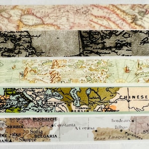 Old World, map, maps, travel, collage, washi tape,  SAMPLE