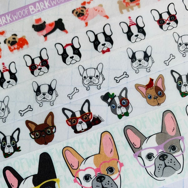 French, Bulldog, pugs, dogs, puppies, Birthday, washi tape SAMPLES