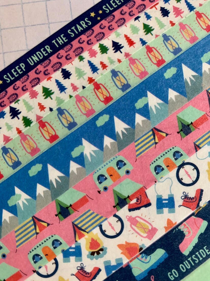 Glamping, camping, Great outdoors, camping gear, washi tape samples