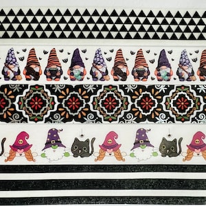 Halloween, gnomes, kawaii, trick or treaters, cats, stripes, black and white, washi tape, SAMPLES