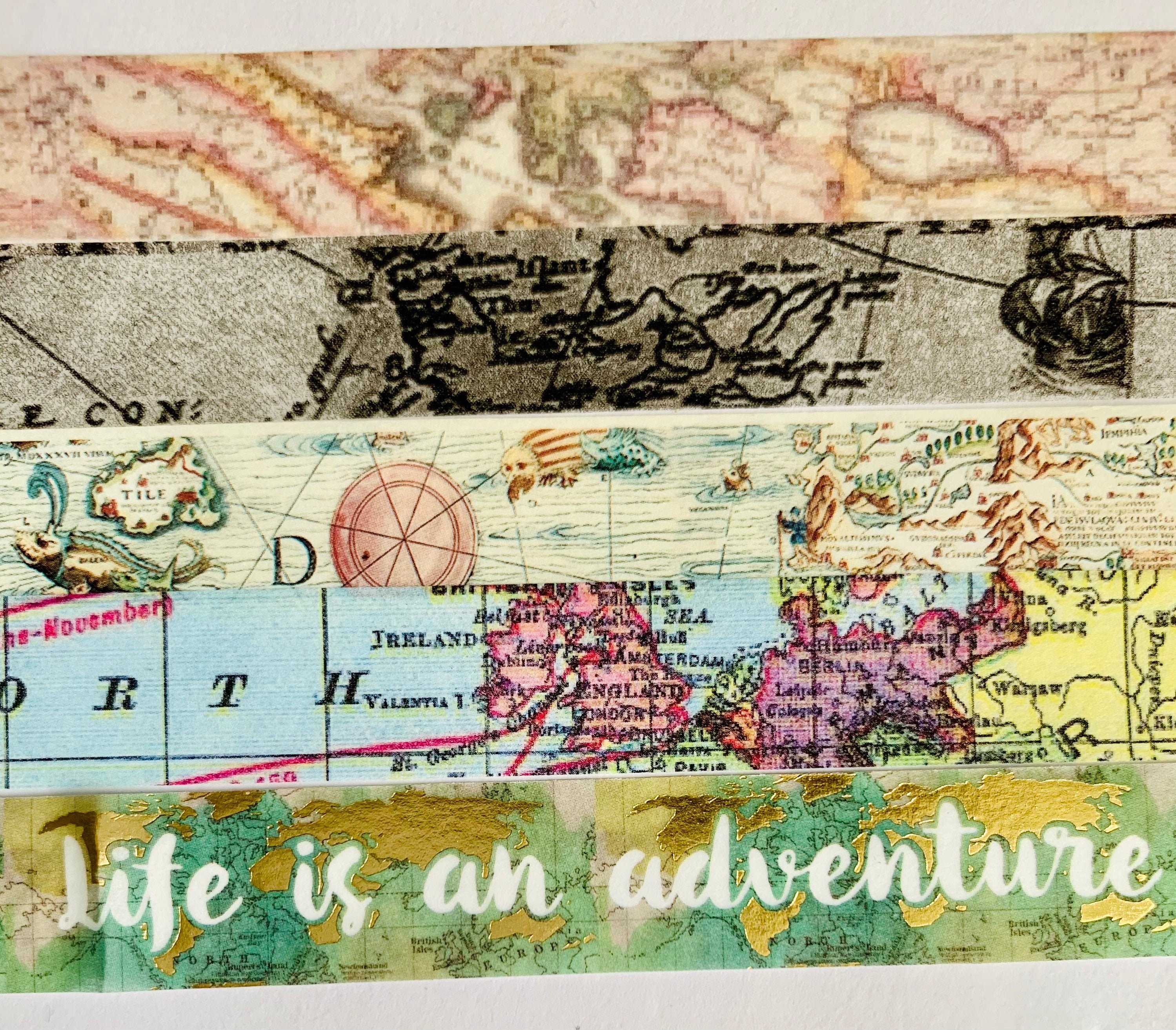Old World, map, maps, travel, collage, Venezia, London, Paris, washi …