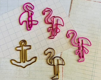 Flamingo, pineapple, anchor, paperclip, book marker, page marker, planner clips, scrapbook embellishment
