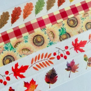 Fall, Autumn, Thanksgiving, foliage, leaves, sunflowers, plaid, washi tape SAMPLES