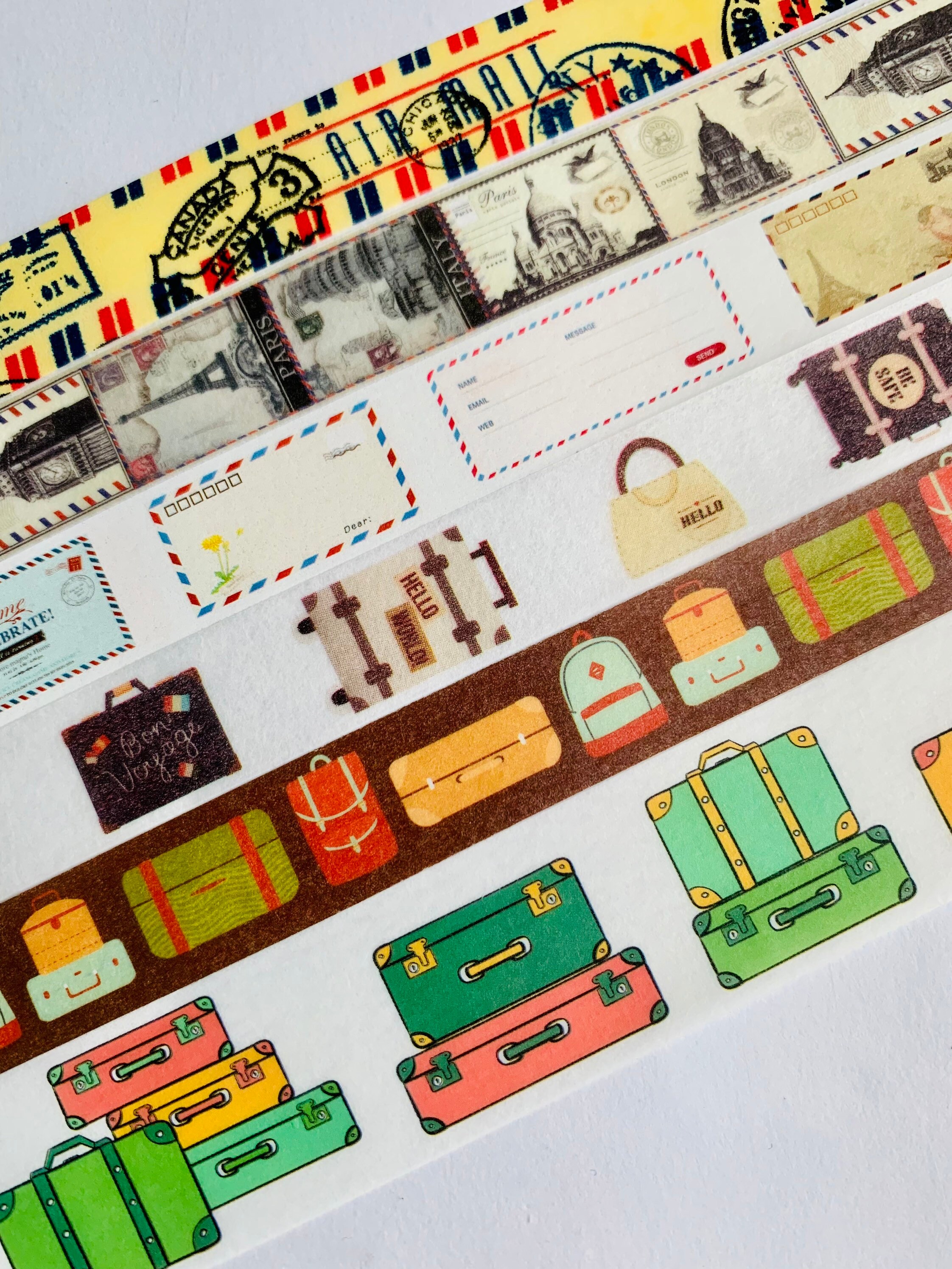Travel, postcards, correspondence, letters, air mail, luggage, vintag…