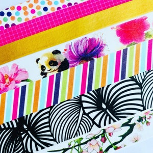 Bright, floral, tropical, diagonal, stripes, grid, skinny, gold foil, dots, pandas, giraffe, washi tape, SAMPLES