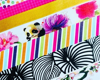 Bright, floral, tropical, diagonal, stripes, grid, skinny, gold foil, dots, pandas, giraffe, washi tape, SAMPLES